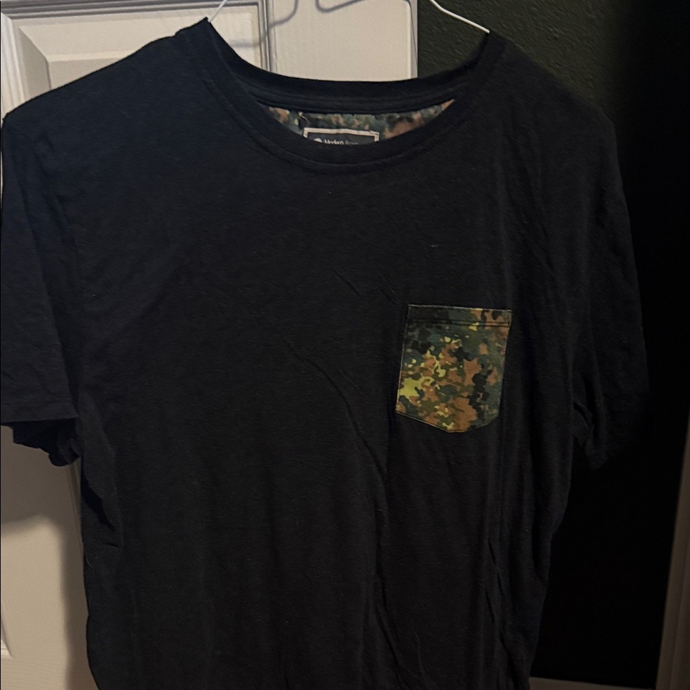Goodfellow & Co Black Tee with Camouflage Pocket